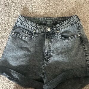 wild fable Black Washed High-Rise Denim Shorts